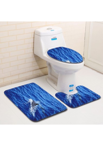 Style 6 40X60CM Okyanus Yunus Penguen Desenli Banyo Setinde Paspaslar Banyo Malzemeleri Banyo Paspası Banyo Ürünleri Banyo Banyo Paspasları Mat (Yurt Dışından)