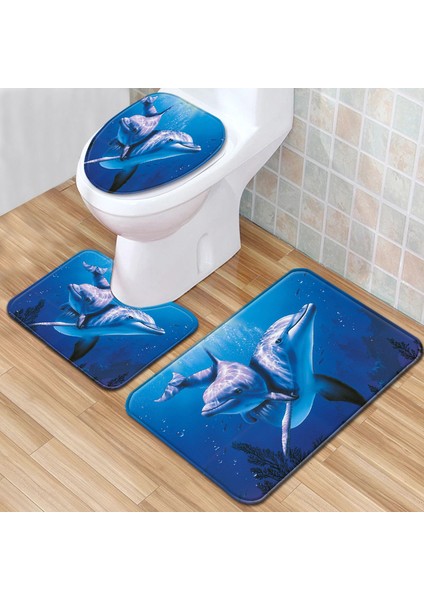 Style 6 40X60CM Okyanus Yunus Penguen Desenli Banyo Setinde Paspaslar Banyo Malzemeleri Banyo Paspası Banyo Ürünleri Banyo Banyo Paspasları Mat (Yurt Dışından)