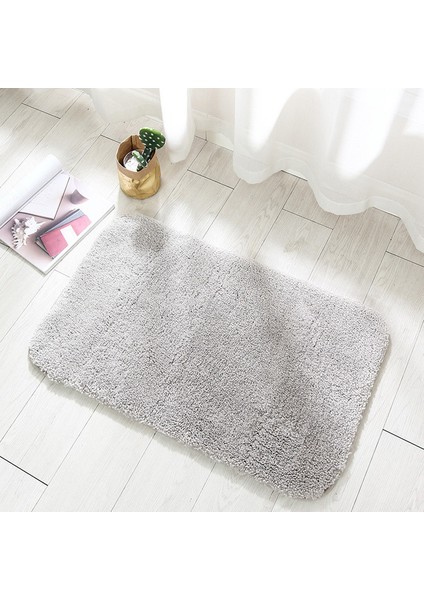 Açık Gri 60X110 cm Shaggy Kalın Banyo Paspas Düz Renk Banyo Halıları Tuvalet Paspas Zemin Halıları Küvet Lavabo Yanında Mikrofiber Duş Odası Pedi (Yurt Dışından)