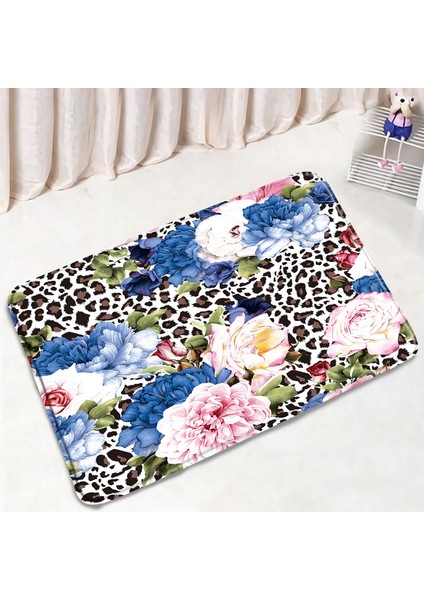DD-110BL 75X45CM-29.5X17.7IN 3 Adet Set Sarı Gül Kırmızı Leopar Banyo Kaymaz Banyo Paspasları Moda Zebra Desen Yatak Odası Flanel Halı Klozet Kapağı Kilim (Yurt Dışından)