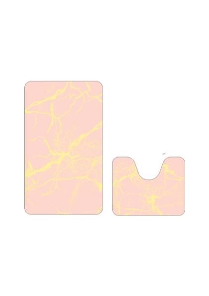 Pembe 2 Adet Kabarık Sahte Kıllar Banyo Paspas Seti Yaldız Baskılı Banyo Halıları Tuvalet Çıtası Kaymaz Dikdörtgen Halı 50*80 U Şekli 50*40 cm (Yurt Dışından)