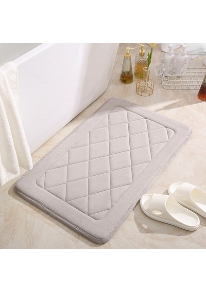 Açık Gri 50X80 cm Modern Kalın Kaymaz Banyo Paspas Bellek Köpük Banyo Halıları Ev Tuvalet Halıları Duş Odası Küvet Yan Ayak Pedi Yavaşça Ribaund (Yurt Dışından)