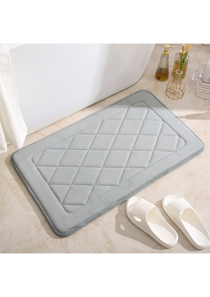 Açık Gri 50X80 cm Modern Kalın Kaymaz Banyo Paspas Bellek Köpük Banyo Halıları Ev Tuvalet Halıları Duş Odası Küvet Yan Ayak Pedi Yavaşça Ribaund (Yurt Dışından)