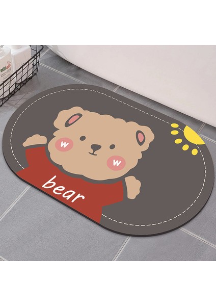 Oval 5 400MMX600MM Sevimli Karikatür Banyo Emici Ped Halı Oval Diatom Çamur Su Emici Banyo Paspas Hızlı Kuruyan Kaymaz Tuvalet Paspaslar (Yurt Dışından)