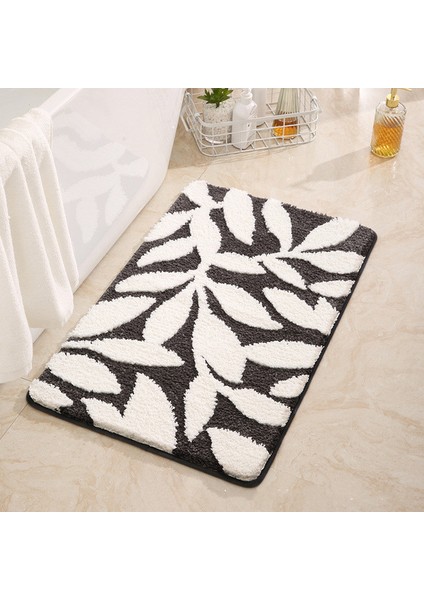 Yaprak Gri 50X80 cm Inyahome Banyo Halıları Renkli Soyut Yapraklar Banyo Paspas Kaymaz Su Emici Boho Banyo Halısı Yumuşak Mikrofiber Paspaslar (Yurt Dışından)