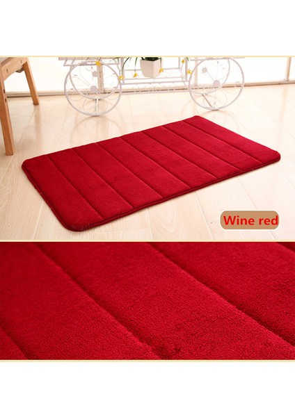 Kırmızı 60X40 cm Mercan Polar Banyo Halı Mat Su Emme Kaymaz Bellek Köpük Emici Yıkanabilir Halı Tuvalet Zemin Mat Ev Banyo Paspası (Yurt Dışından)