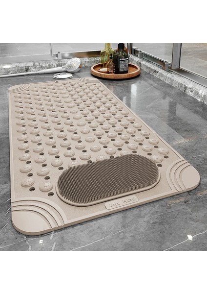 Bej 50X80 cm Kaymaz Küvet Paspas Pvc Emniyet Duşu Drenaj Deliği ile Banyo Paspas Yaratıcı Masaj Ayak Mat Temizlemesi Kolay Banyo Aksesuarları (Yurt Dışından)