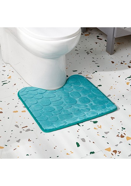 Gri Yaklaşık 50X40 cm Emici U Şeklinde Banyo Halıları Arnavut Kaldırımı Kabartmalı Banyo Banyo Paspas Mercan Polar Kaymaz Tuvalet Zemin Mat Bellek Köpük Ayak Pedi (Yurt Dışından) fiyatları