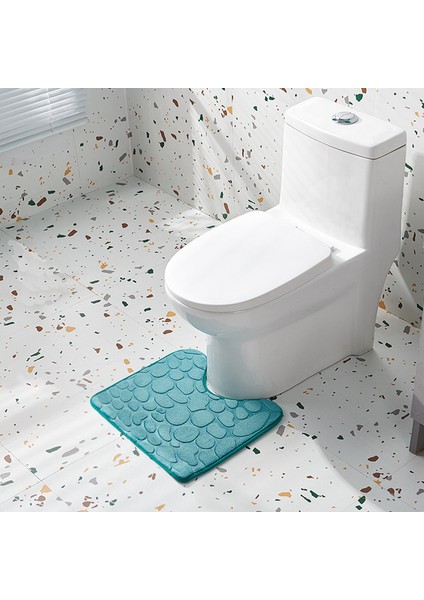 Gri Yaklaşık 50X40 cm Emici U Şeklinde Banyo Halıları Arnavut Kaldırımı Kabartmalı Banyo Banyo Paspas Mercan Polar Kaymaz Tuvalet Zemin Mat Bellek Köpük Ayak Pedi (Yurt Dışından) fırsatları
