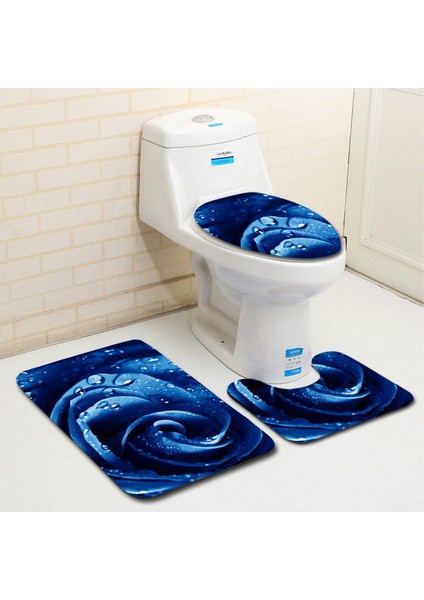 Rose 01 Küçük Boyut-3 Adet 3 Adet Gül Desenli Banyo Paspas Seti Flanel Banyo Halı Seti Tuvalet Zemin Mat Banyo Duş Odası Emici Ayak Mat Tuvalet Paspasları (Yurt Dışından)