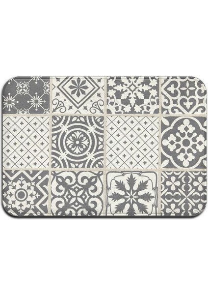 BJW-4060-211021(77) 400MMX600MM Gri Bohem Mandala Çiçek Halı Polyester Halı Kaymaz Zemin Mat Paspas Yatak Odası Mutfak Kapı Banyo Dekorasyonu Için (Yurt Dışından)