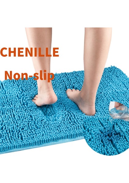 Mavi 400 mm x 600 mm Banyo Paspas Kalınlaşmış Kauçuk Alt Şönil Halı Yatak Odası Ev Oturma Odası Kapı Banyo Emici Kaymaz Bathmat (Yurt Dışından) fiyatları