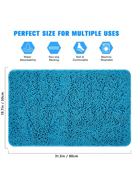 Mavi 400 mm x 600 mm Banyo Paspas Kalınlaşmış Kauçuk Alt Şönil Halı Yatak Odası Ev Oturma Odası Kapı Banyo Emici Kaymaz Bathmat (Yurt Dışından) modelleri