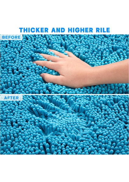 Mavi 400 mm x 600 mm Banyo Paspas Kalınlaşmış Kauçuk Alt Şönil Halı Yatak Odası Ev Oturma Odası Kapı Banyo Emici Kaymaz Bathmat (Yurt Dışından) indirimleri