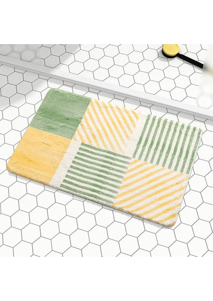 Dikdörtgen-Yeşil 50X80CM Çizgili Banyo Paspasları Dikdörtgen Su Emici Zemin Halısı Kaymaz Duş Mat Tuvalet Kapı Giriş Paspası Banyo Dekorasyonu (Yurt Dışından)