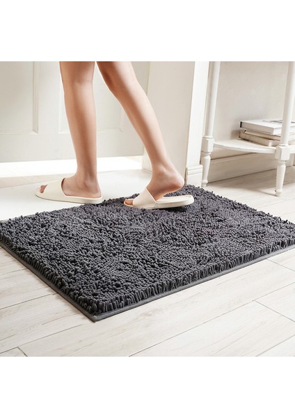 Koyu Gri 40X60 cm Banyo Paspas Modern Oturma Odası Paspaslar Alan Küçük Halı Yıkanabilir Yatak Odası Banyo Dikdörtgen Kaymaz Tuvalet Zemin Sahte Tavşan Paspaslar (Yurt Dışından)
