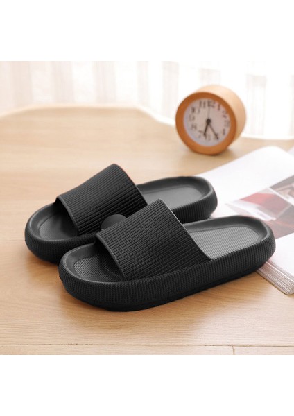 Siyah 42 (43) Süper Yumuşak Ev Terlik Kaymaz Kalın Taban Banyo Duş Için Kadın Erkek Zapatillas De Hombre (Yurt Dışından)