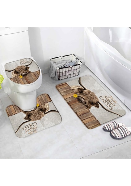 1873YY-3PCS Set 45X75CM-17.7X29.5IN Çiçek Parfüm Banyo Paspasları Setleri Kelebek Pembe Çiçek Siyah Beyaz Çizgili Baskı Kapı Kilim Banyo Dekor Kaymaz Tuvalet Kapağı Mat (Yurt Dışından) fırsatları