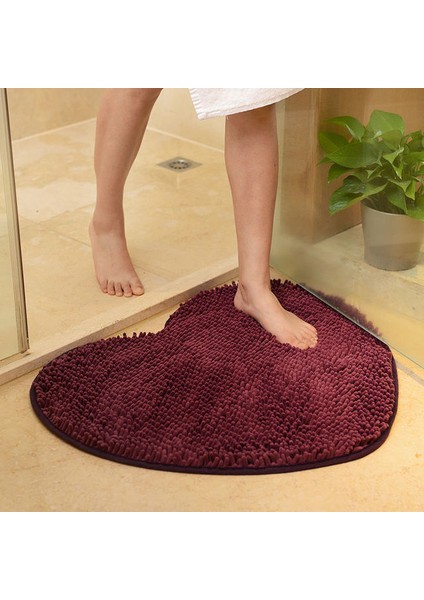 Derin Mor Yaklaşık 50X60CM 1 Adet Ev Dekorasyonu Kabarık 48*58CM Aşk Kalp Şekli Kaymaz Banyo Paspasları Banyo Halı Seti 7 Renk Duş Matı Tuvalet Banyo Halıları (Yurt Dışından)