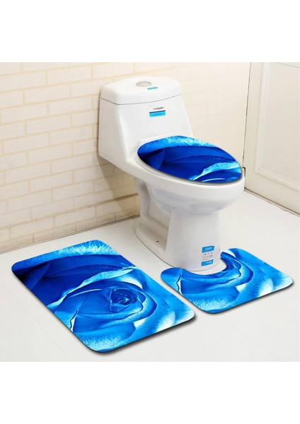 Rose 06 Büyük Boy-3 Adet 3 Adet Gül Desenli Banyo Paspas Seti Flanel Banyo Halı Seti Tuvalet Zemin Mat Banyo Duş Odası Emici Ayak Mat Tuvalet Paspasları (Yurt Dışından)