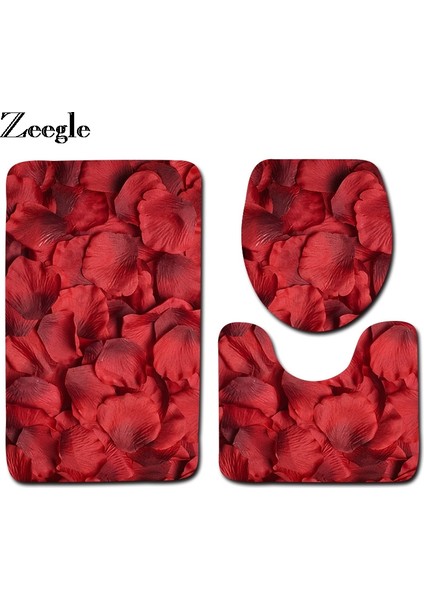 Rose 06 Büyük Boy-3 Adet 3 Adet Gül Desenli Banyo Paspas Seti Flanel Banyo Halı Seti Tuvalet Zemin Mat Banyo Duş Odası Emici Ayak Mat Tuvalet Paspasları (Yurt Dışından) modelleri