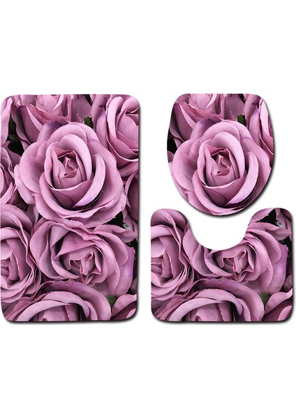 Rose 06 Büyük Boy-3 Adet 3 Adet Gül Desenli Banyo Paspas Seti Flanel Banyo Halı Seti Tuvalet Zemin Mat Banyo Duş Odası Emici Ayak Mat Tuvalet Paspasları (Yurt Dışından) fırsatları