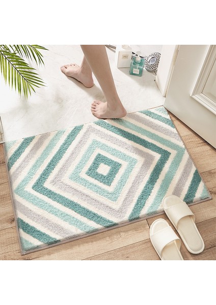 Yeşil 50X80 cm Basit Geometrik Banyo Kaymaz Mat Mikrofiber Akın Banyo Paspas Kalın Peluş Banyo Halısı Emici Kaymaz Ayak Mat Paspas (Yurt Dışından) fırsatları