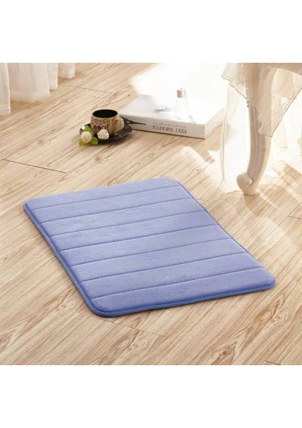 Mavi 80X120 cm Tuvalet Zemin Mat Yumuşak Polar Mat Çizgili Kaymaz Banyo Paspas Oturma Odası Mikrofiber Halı Ev Küvet Kanepe Alfombra Banyo Alanı Halı (Yurt Dışından)