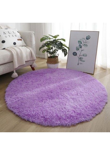 Mor 80 cm Kaymaz Kabarık Halı Modern Ev Dekor Peluş Büyük Tüylü Halı Paspaslar Kanepe Oturma Yatak Odası Başucu Mat Balkon Halıları (Yurt Dışından)
