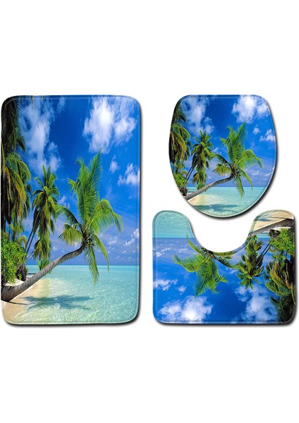 Plaj 06 50X80 cm Zeegle Banyo Paspas Setleri 3 Adet Banyo Halısı Becach Serisi Paspaslar Tuvalet Kapağı Kapağı Kaymaz Banyo Halısı Tuvalet Paspasları Paspas (Yurt Dışından) fırsatları