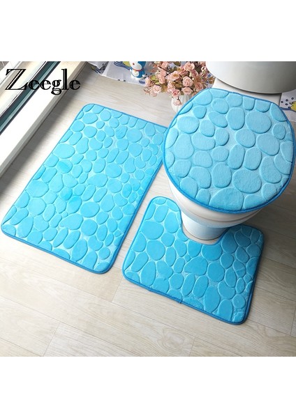 M-3 Adet Zeegle Banyo Paspas Seti Mikrofiber Halı Banyo Tuvalet Çıtası Banyo Paspas Ev Dekorasyon Için Emici Banyo Halıları Set (Yurt Dışından)