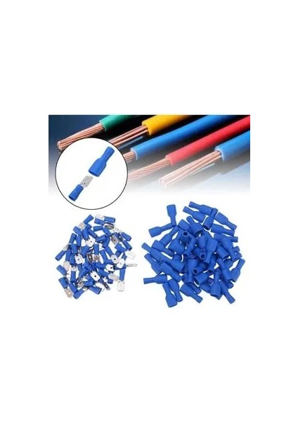 40 Adet Maasco Tam Izoleli Dışı Faston + Erkek 1.5-2.5 Mm2 Kablo Göre