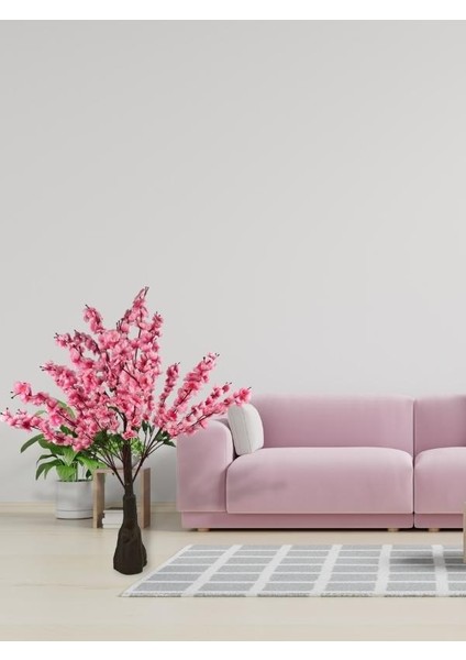 Yapay Ağaç Pembe Japon Kiraz Çiçeği Hazır Gövdeli Bahardalı Ağacı 100CM Sakura Çiçeği