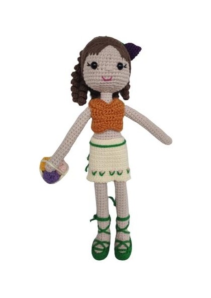 Sepetli Lale Bebek Amigurumi Organik Oyuncak
