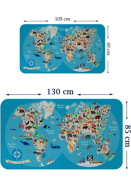 Lilafil Eğitici Dünya Haritası Dünya Atlası Çocuk ve Bebek Odası Duvar STICKER 3806