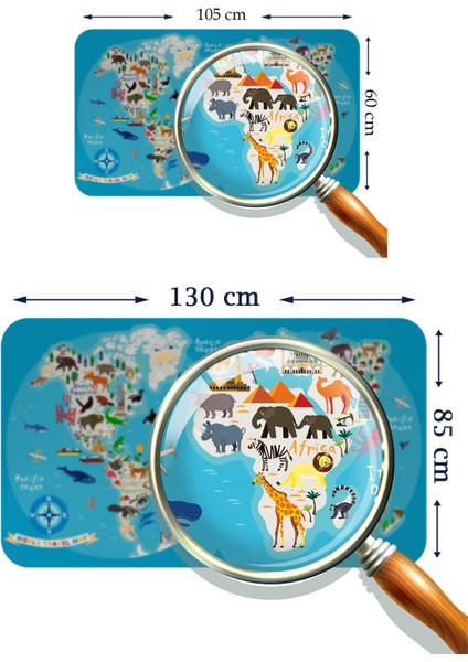 Lilafil Eğitici Dünya Haritası Dünya Atlası Çocuk ve Bebek Odası Duvar STICKER 3806