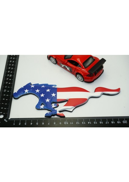 Ford Mustang Shelby Gt Koşan At Ön Panjur Vidalı Amerikan Bayrak 3D Metal Logo