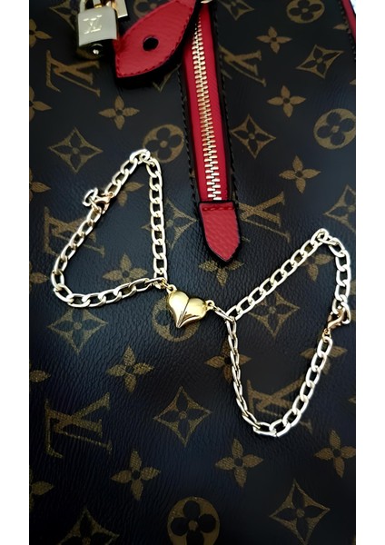 Unisex Altın/gümüş Iki Adet Mıknatıslı Kalp Şeklinde Sevgili Bilekliği