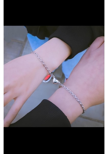 Unisex Altın/gümüş Iki Adet Mıknatıslı Kalp Şeklinde Sevgili Bilekliği fiyatları