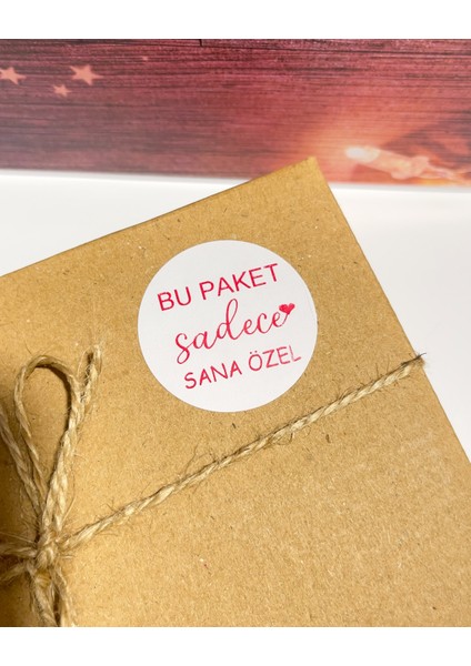 Bu Paket Sadece Sana Özel Kırmızı Yazılı Yuvarlak Yapışkanlı Etiket 4 x 4 cm 120 Adet