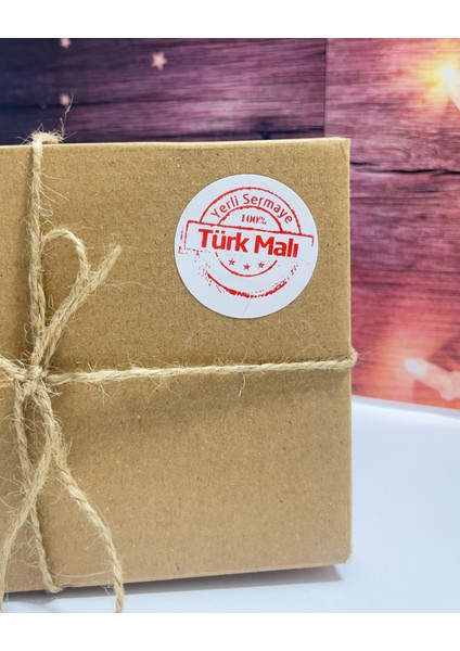 Yerli Sermaye Türk Malı Yazılı Yuvarlak Yapışkanlı Etiket 5 x 5 cm 100 Adet