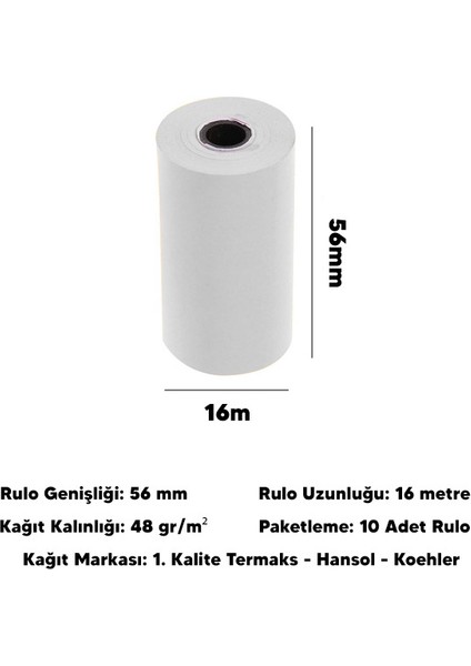 56 x 16 (20 PAKET 200 RULO) Termal Pos Rulosu Pos Kağıdı fiyatları