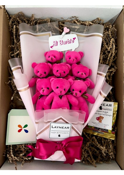Hi Barbie Pembe Peluş Ayı Hediye Çiçek Buketi fiyatları