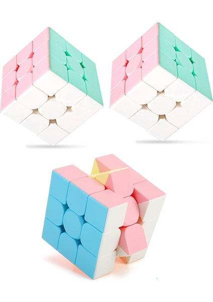 3 Adet Speed Cupe Rubik Küp Zeka Küpü 3x3 Pastel Renkler Hız Küpü,fidget Oyuncak Seyahat Zeka Oyunu