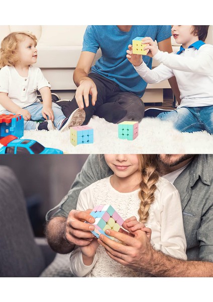 3 Adet Speed Cupe Rubik Küp Zeka Küpü 3x3 Pastel Renkler Hız Küpü,fidget Oyuncak Seyahat Zeka Oyunu