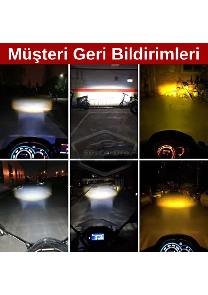 Otomobil Araç Motosiklet Mercekli Far Ampulü LED Far Çift Renk Sarı-Beyaz Csp LED Lamba Delici Yayıcı Uzun Kısa 1 Adet H4