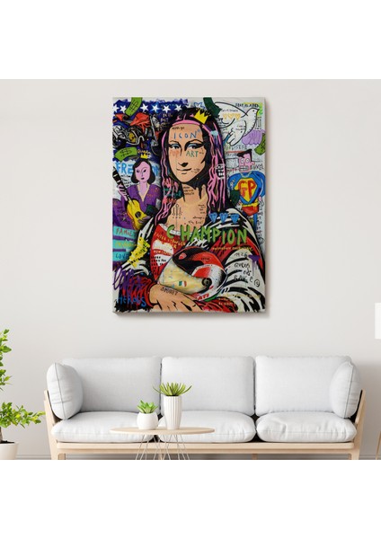 Renkli Mona Lisa Banksy Kanvas Duvar Tablosu, Sokak Sanatı, Pop ART-5306