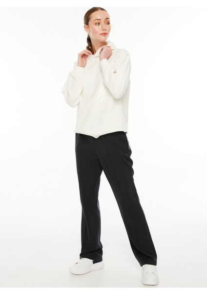 Kapüşon Yaka Düz Kırık Beyaz Kadın Sweatshırt F3WL-SWT6 fiyatları