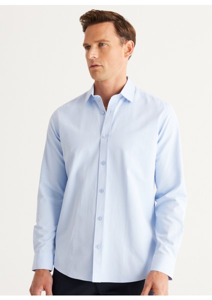 ALTINYILDIZ CLASSICS Altınyıldız Classics Slim Fit Klasik Yaka Açık Mavi Erkek Gömlek 4A2024100012
