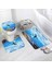 470CY-3PCS Set 60X40CM-23.6X15.7IN Okyanus Plaj Banyo Paspasları Seti Denizyıldızı Kabuklu Palmiye Ağaçları Yunus Doğa Manzara Ev Banyo Dekor Kapı Halıları Halı Tuvalet Kapağı Mat (Yurt Dışından) 1